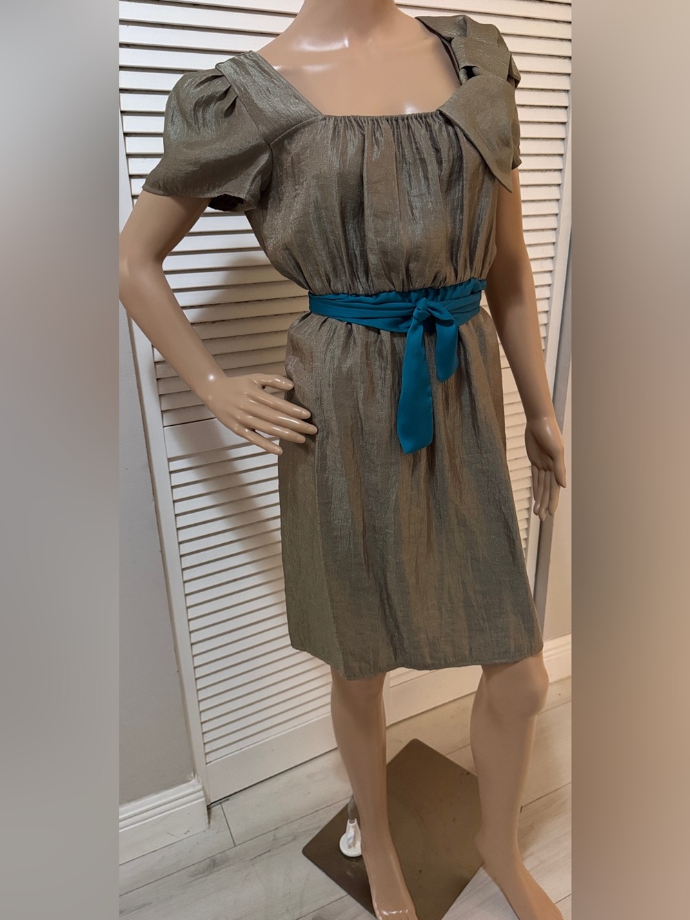 Happie Loves It London Metallic Bow Dress M Designer Boutique Statement Piece